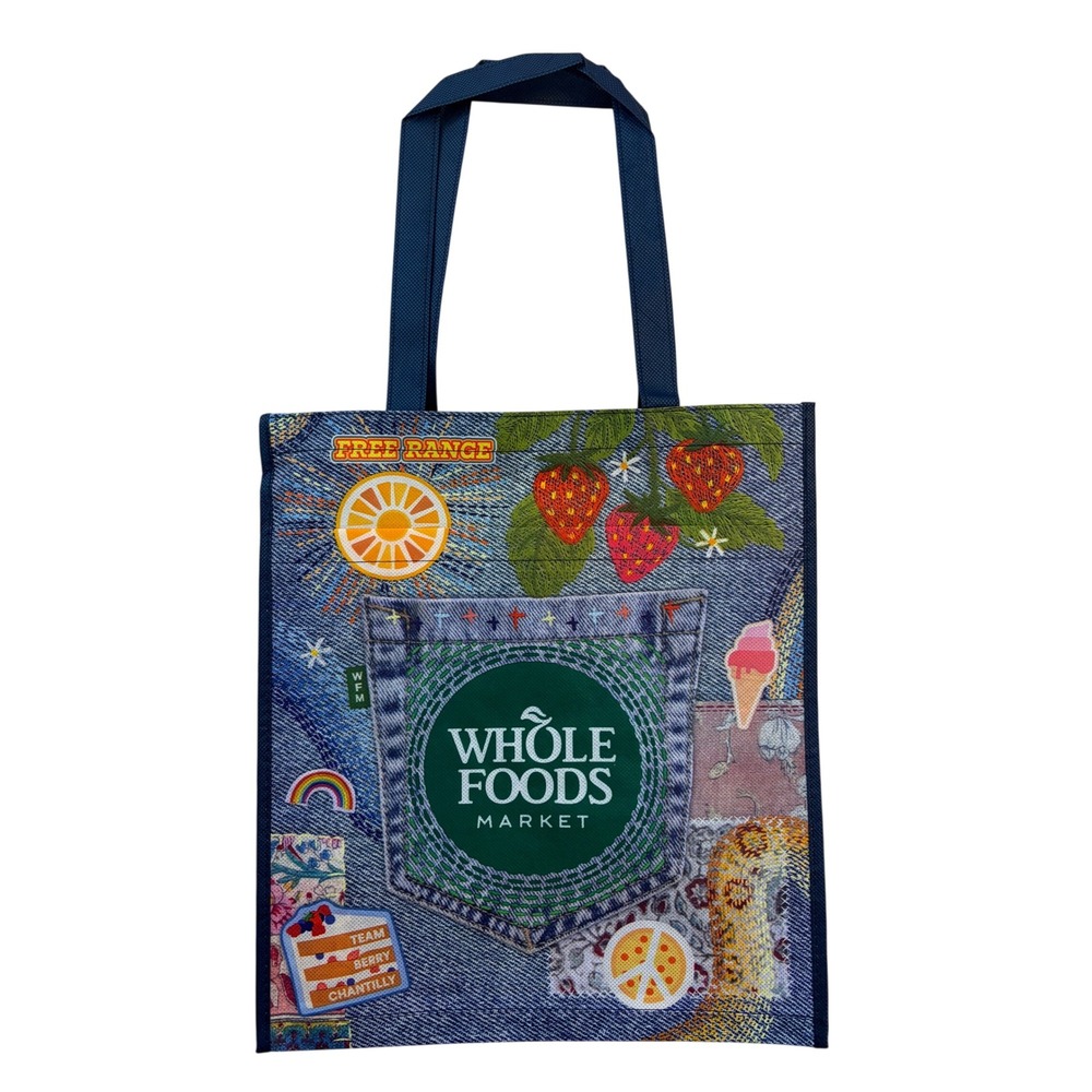 Whole Foods Market Limited Edition Denim Patchwork Reusable Grocery Tote Bag